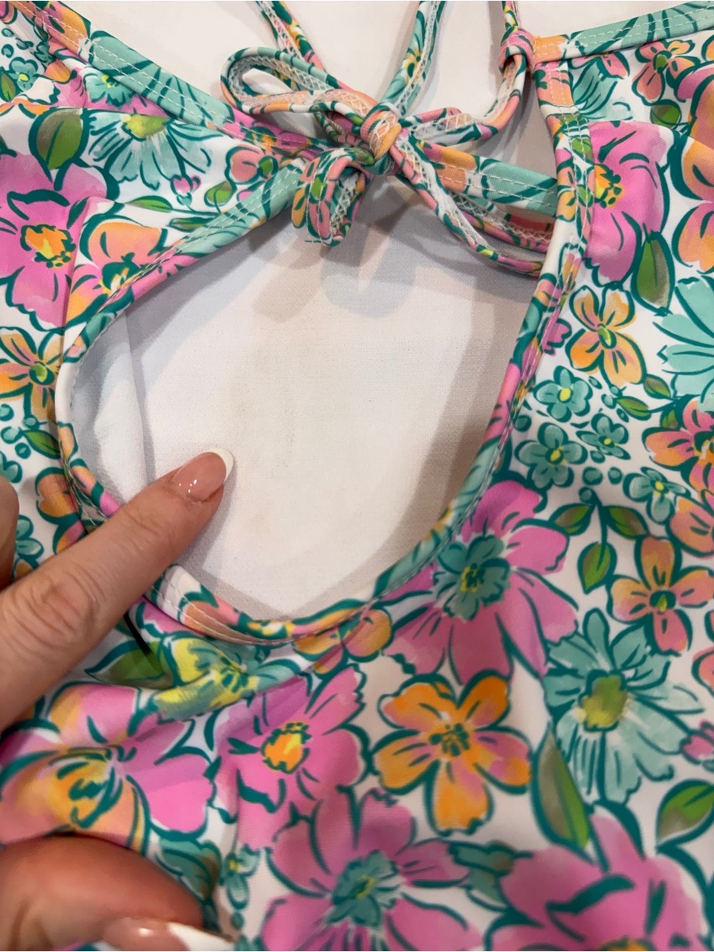 Floral Girls' One-Piece Swimsuit in Pink & Mint - Picture 5 of 7
